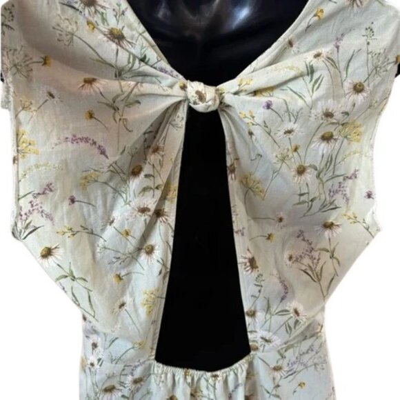 H&M brown floral knot and cutout mini dress size US M - Picture 4 of 11